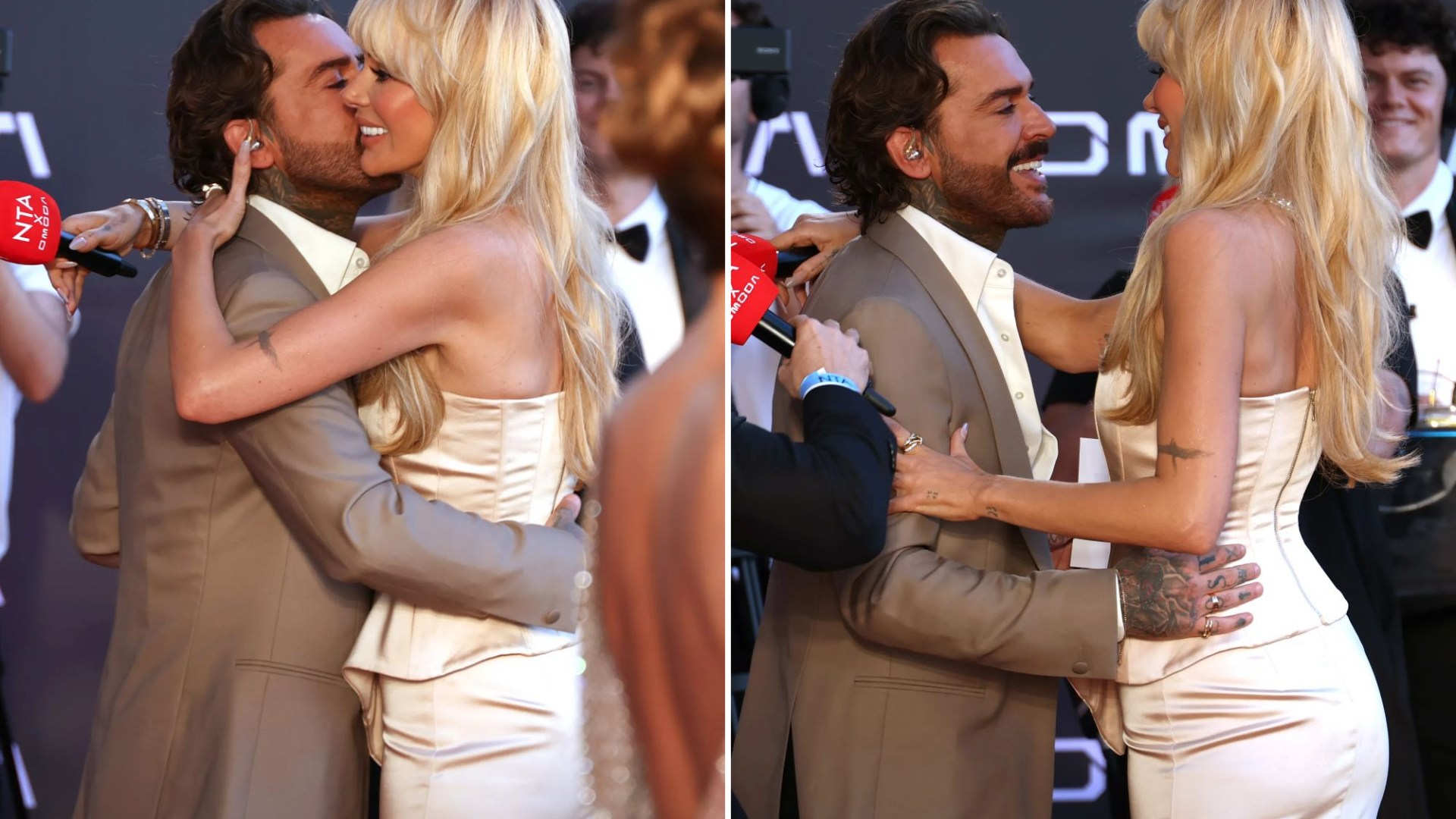 Smitten Pete Wicks kisses girlfriend Olivia Attwood on the red carpet at the NTAs in first public appearance as couple