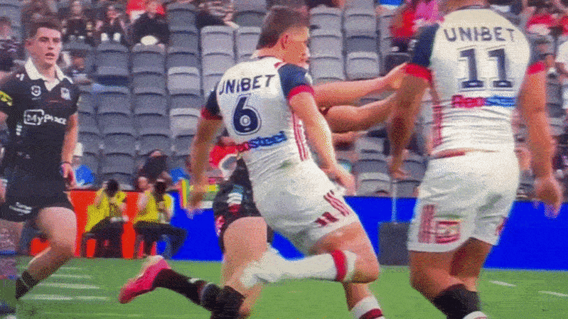 The Nathan Cleary tackle that could cruel Penrith’s title hopes