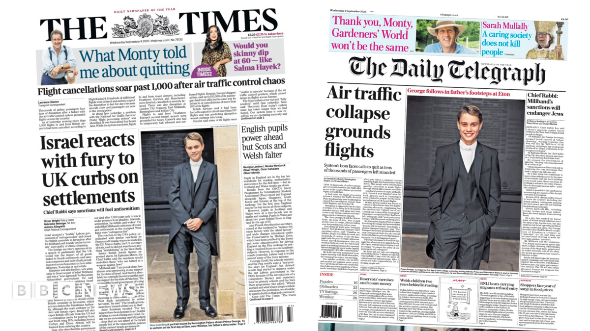 The Papers: 'Israel reacts with fury' and 'air traffic collapse'