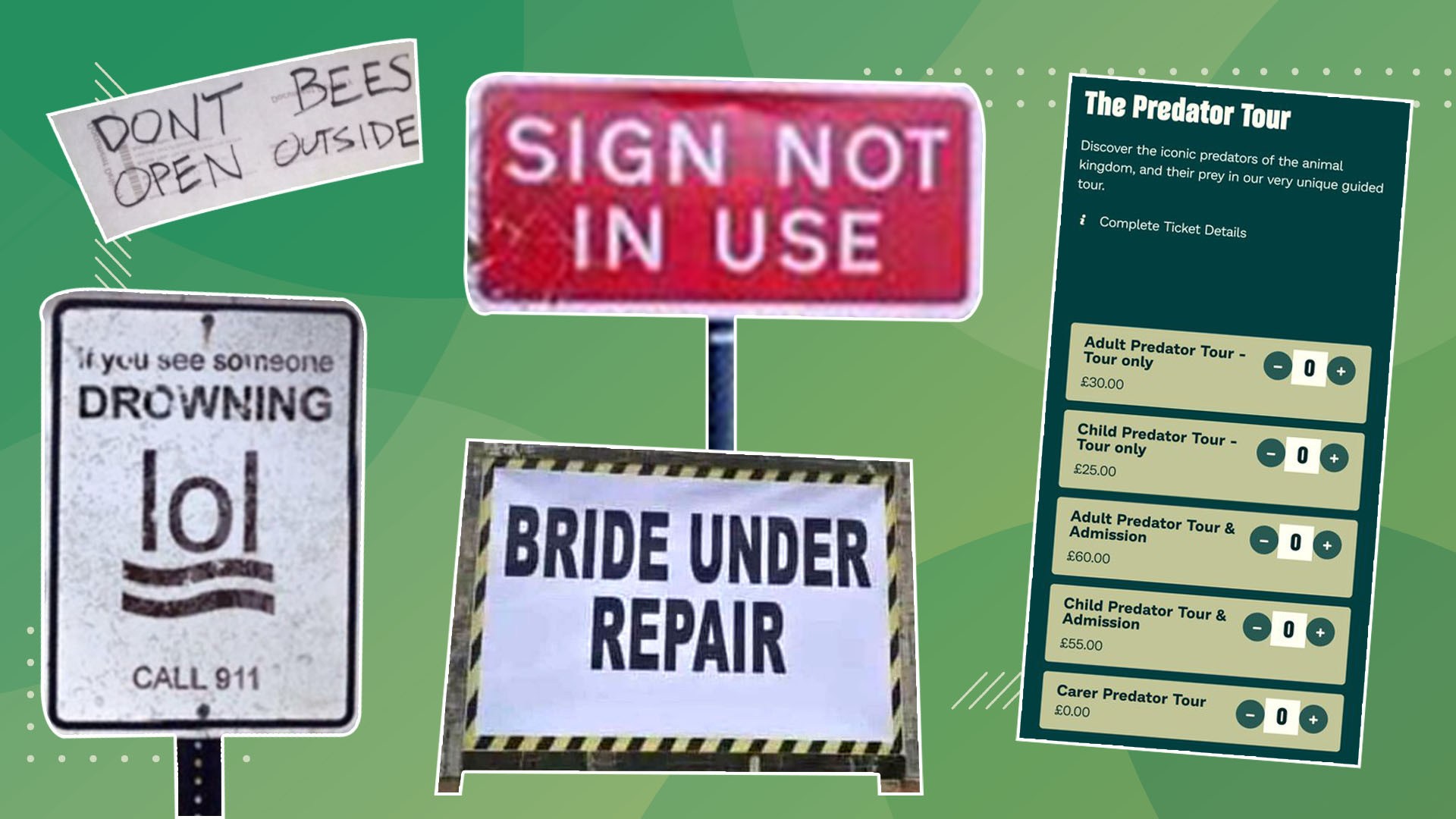 The hilarious signs that sent out a VERY wrong message – including zoo’s ‘child predator tour’ blunder