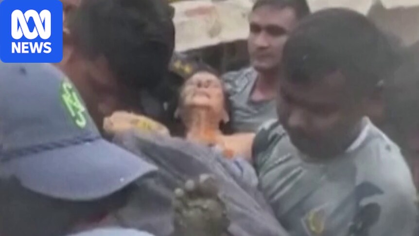 The moment a Nepali woman found alive days after devastating floods