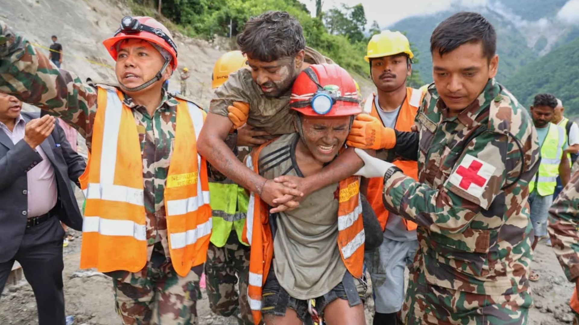 Two survivors found alive inside tunnel more than week after catastrophic Nepal floods