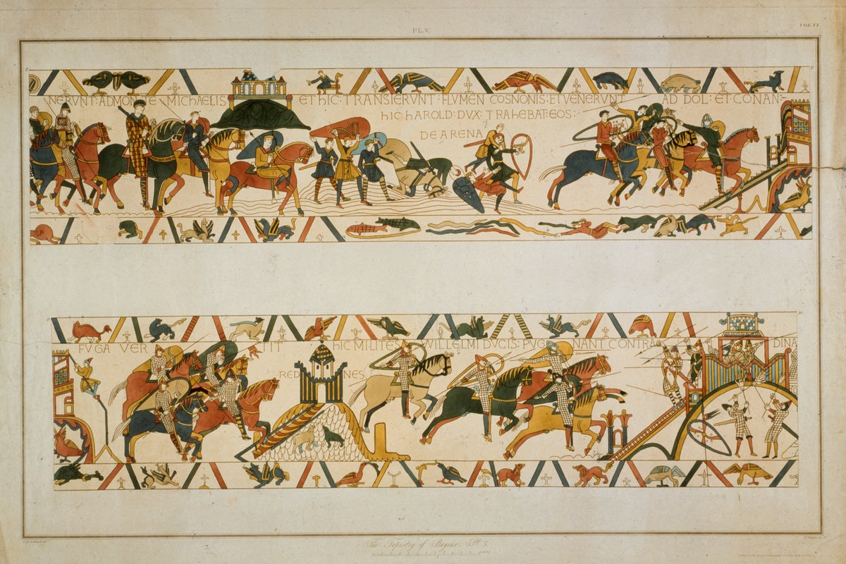 Two threads torn in Bayeux Tapestry on journey to London from France