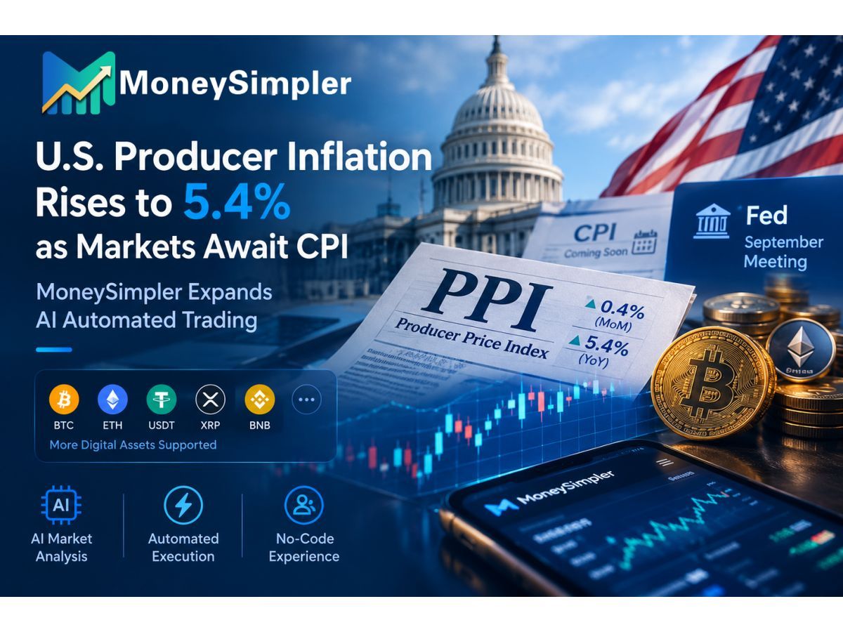 U.S. Wholesale Inflation Hits 5.4% as Markets Await CPI, MoneySimpler Expands AI Automated Trading