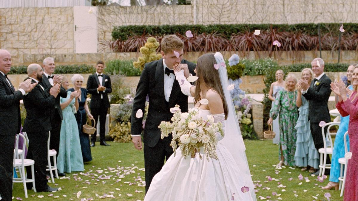 WA cricket star Cameron Green and partner Emily Redwood tie the knot