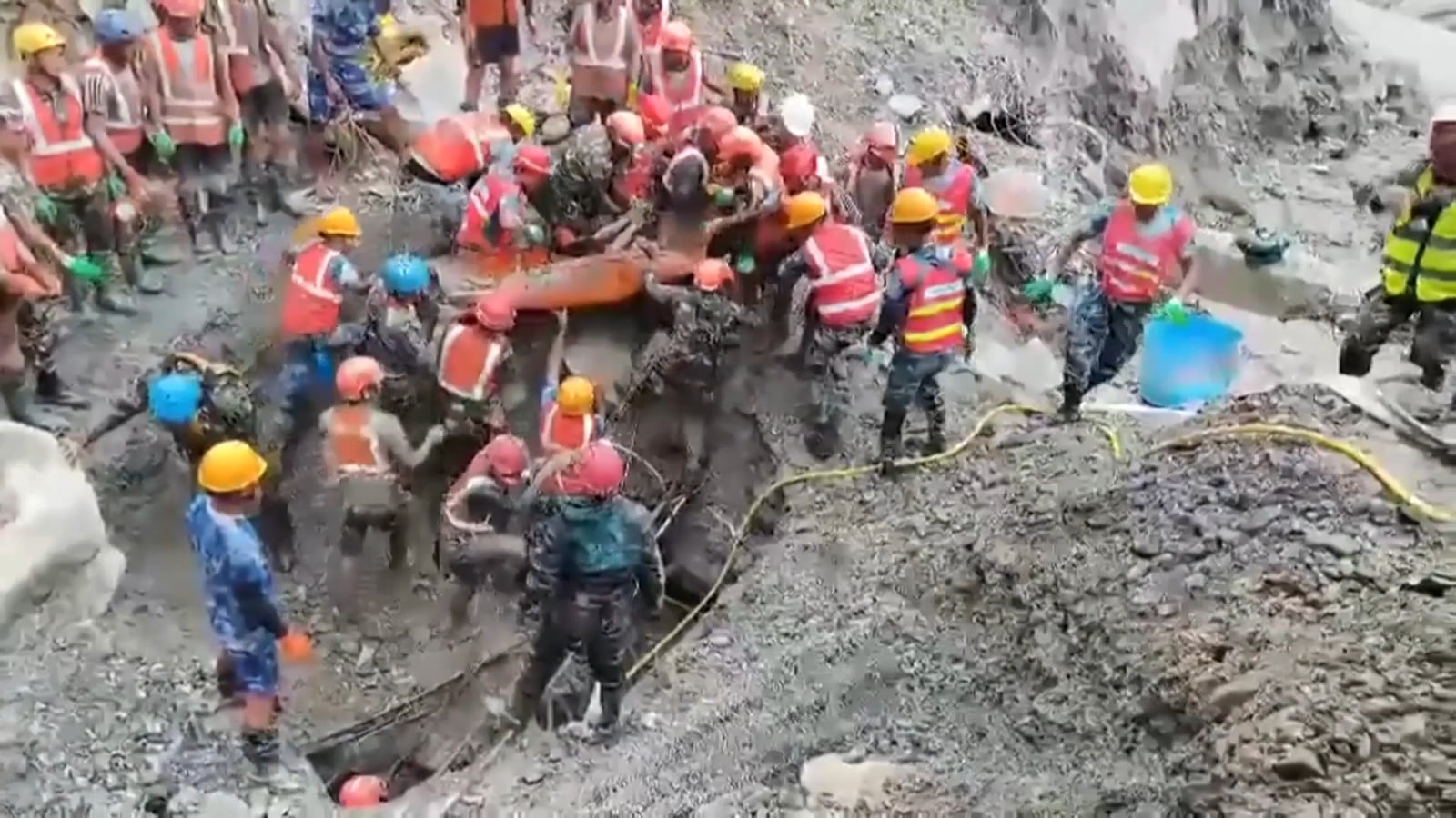 Watch: Moment buried workers pulled free in Nepal