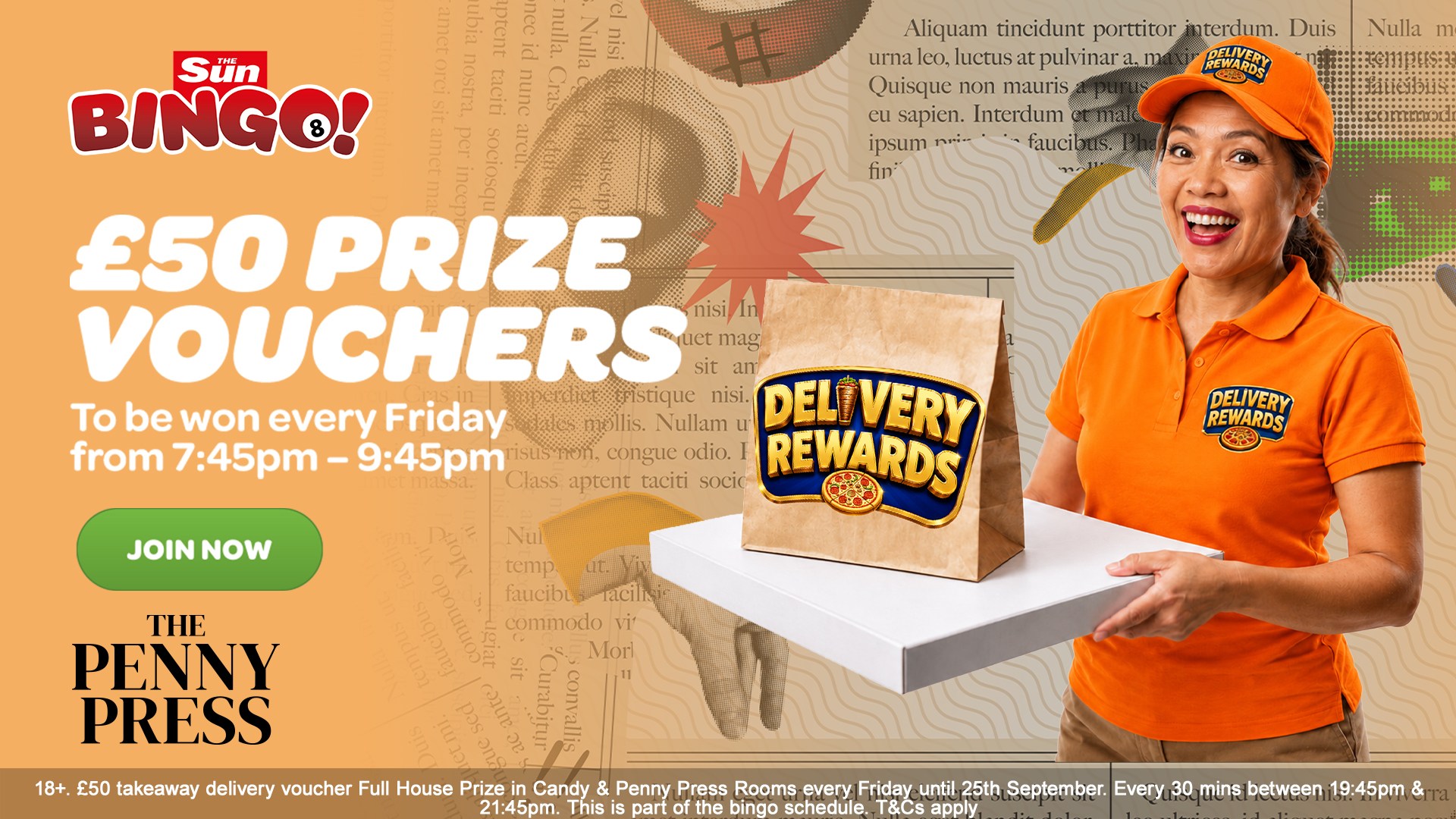 Win Uber Eat vouchers in these games on Sun Bingo throughout September